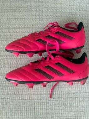 adidas Hot Pink Youth Soccer Cleats with Black Stripes